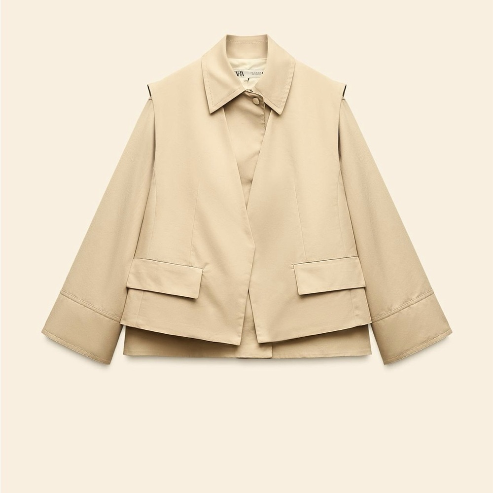 Zara Vest Jacket ZW Collection Size Medium Women's Beige Jacket NWT.